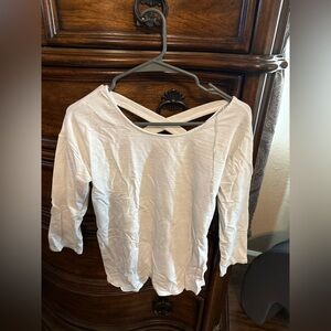 Croft & Barrow White Women's Blouse with Crisscross Back